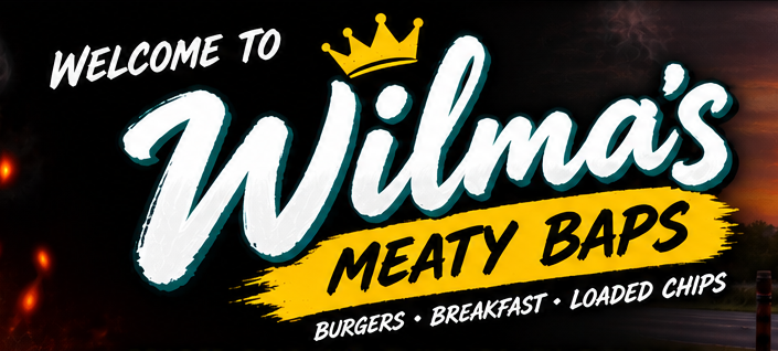 Wilma's Meaty Baps original cinematic logo